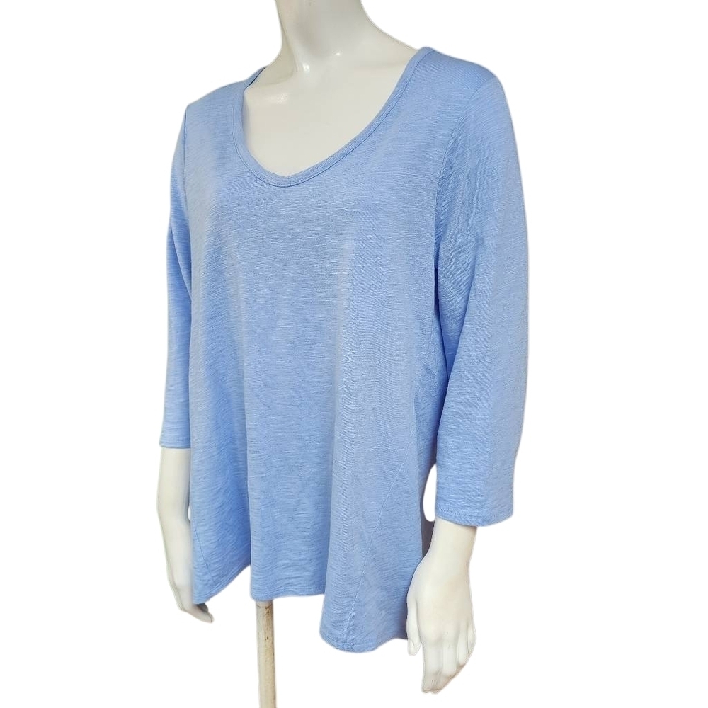 Chico's The Ultimate Tee Blue 3/4 Sleeve  T-Shirt (M)